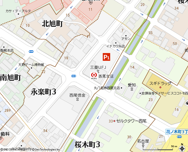 西尾支店付近の地図